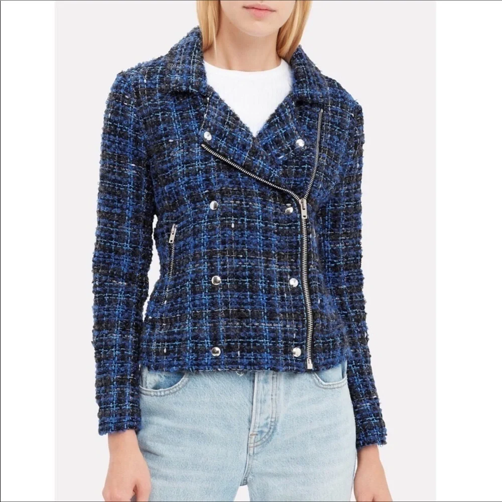 IRO Paris Skye Plaid Moto Tweed Jacket - Picture 4 of 14